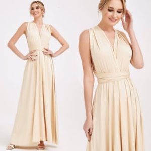 Like-New Light Champagne Infinity Bridesmaid Dress Tan Maxi